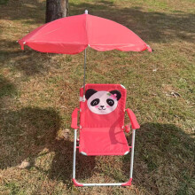 Camping chair with sunshade, suitable for children over 3 years old, lightweight and compact, suitable for beach, camping, travel red