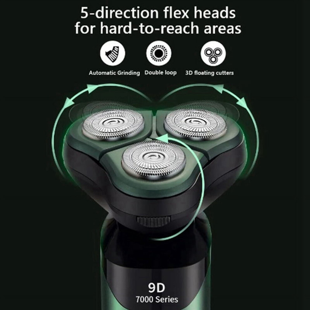 Silver Electric Shaver Lcd Digital Display Three-Head Floating Rechargeable Smart Waterproof Shaver Type-C Charge