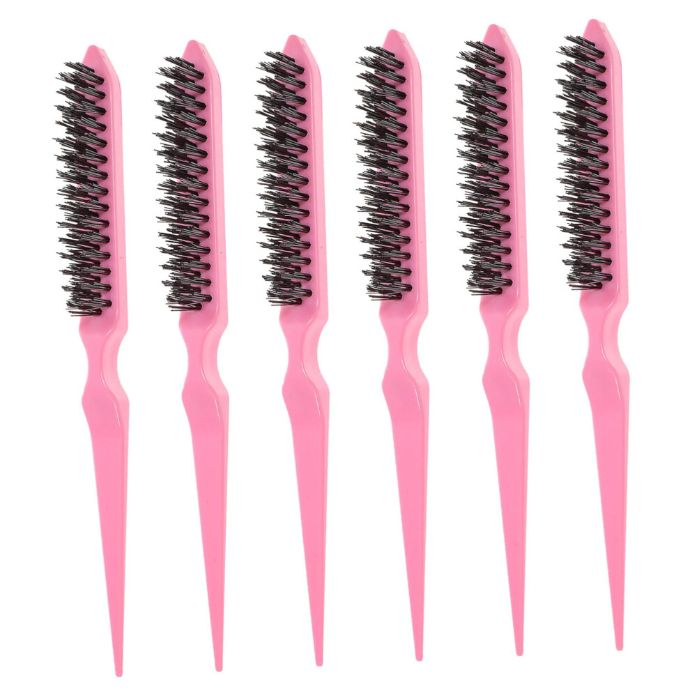 6pcs Three Row Teasing Brush and Hair Styling Comb Set for Volume Boost and Gentle Detangling