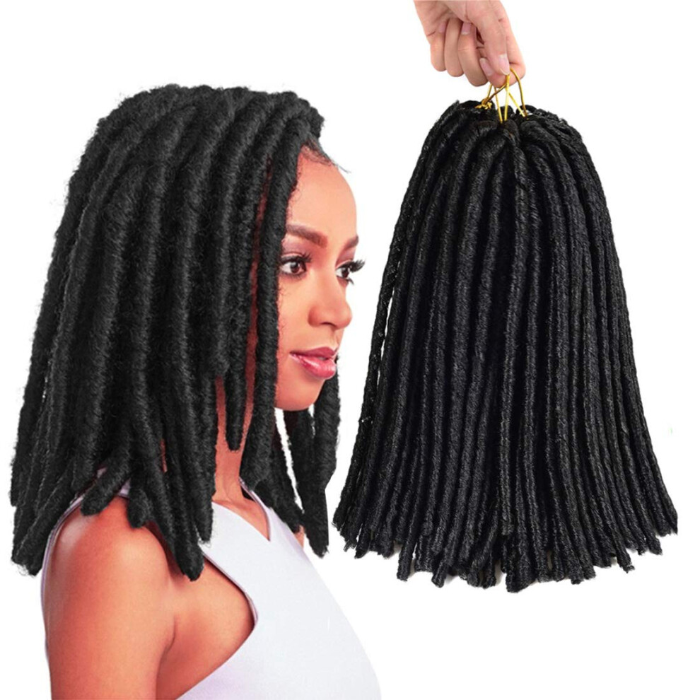 Unisex 3 Packs 14 Inch Goddess Locs Crochet Hair Extensions Synthetic Dreadlocks 1B With Tool