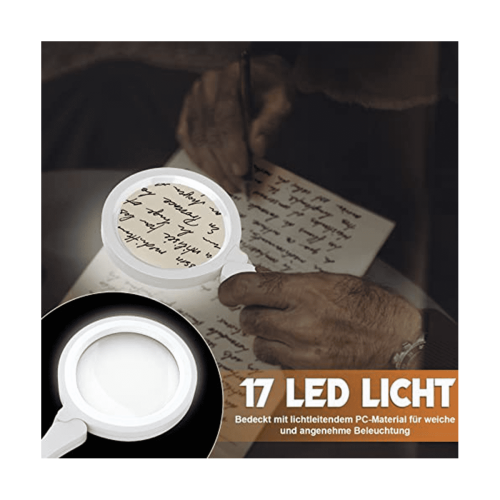 Μεγεθυντικός φακός με φως 17 LED, μεγεθυντικός φακός ανάγνωσης 3X6X, φορητή 2