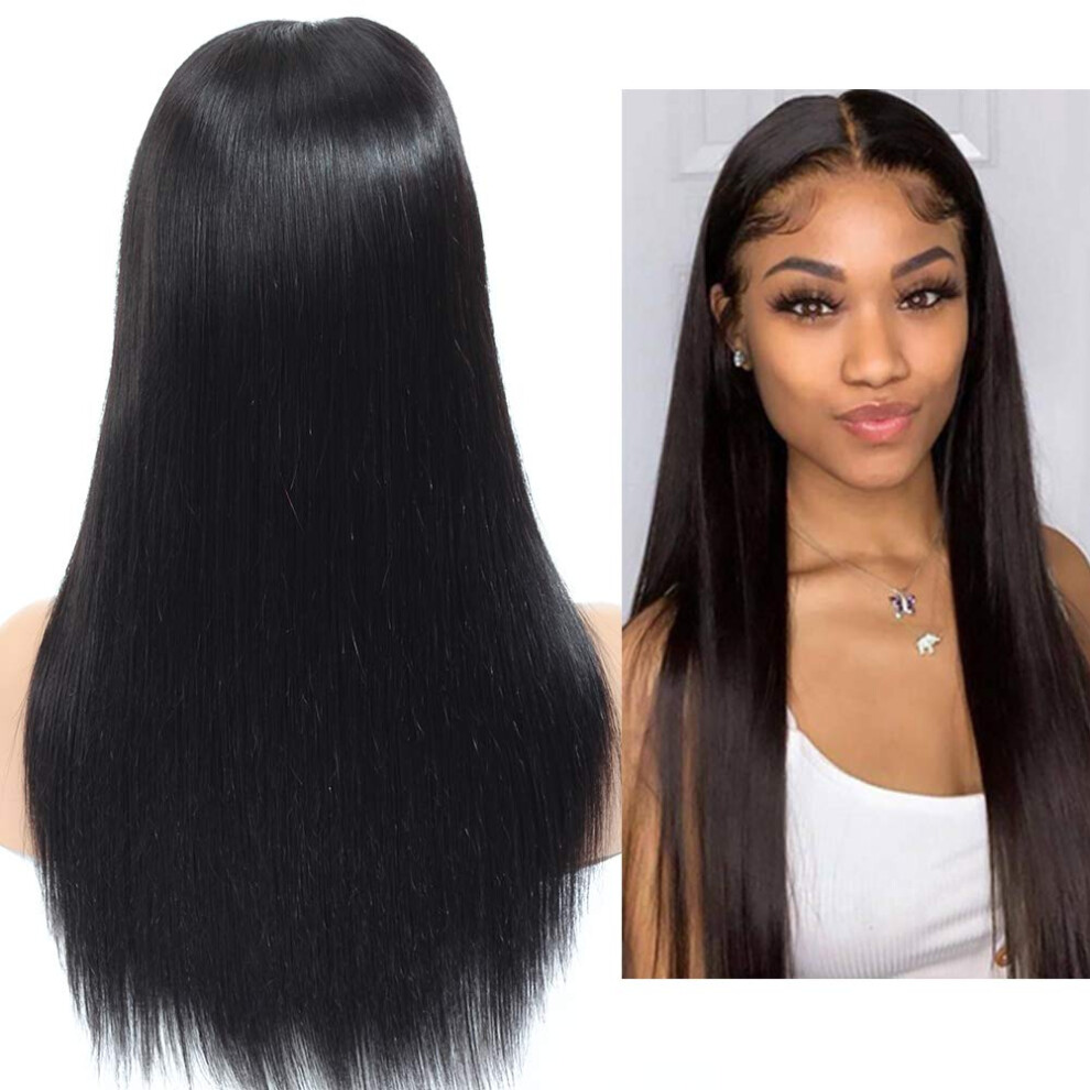 Unisex Human Hair Lace Closure Wig 4X4 Swiss Lace Pre Plucked Straight Bob 150% Density Virgin Remy