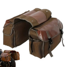 Waterproof Canvas Motorcycle Saddle Bags with Quick Release for Touring and Commuting, Dark Khaki