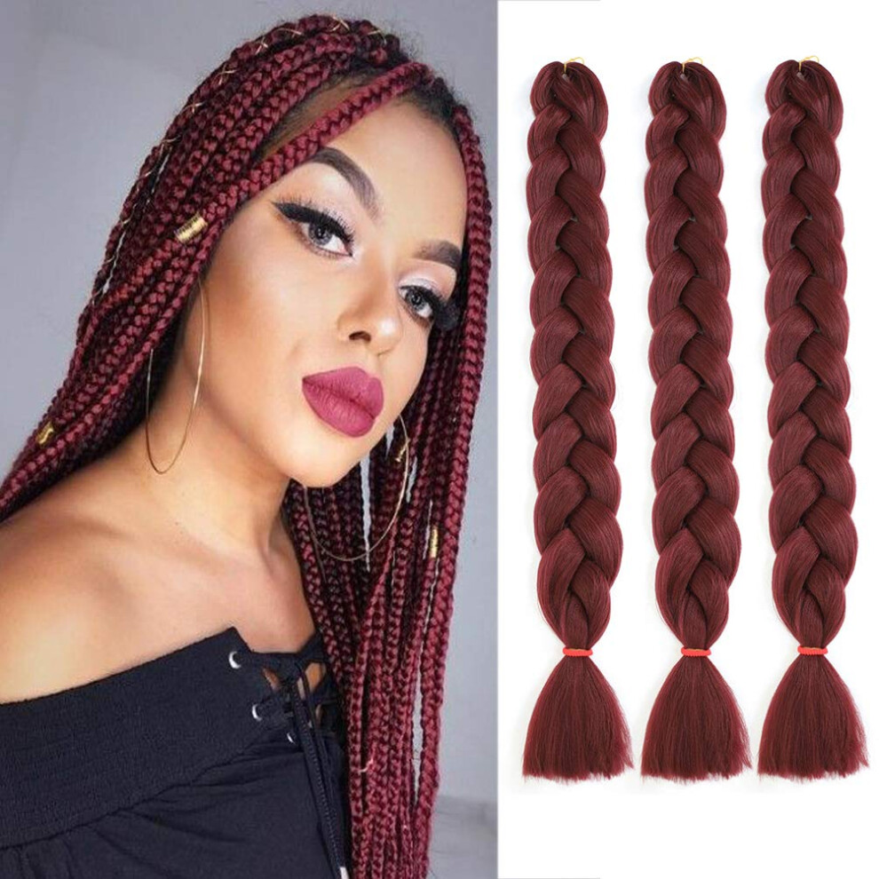 3 Packs Jumbo Braiding Hair Extensions Heat Resistant Synthetic Fiber for Box Braids and Twists
