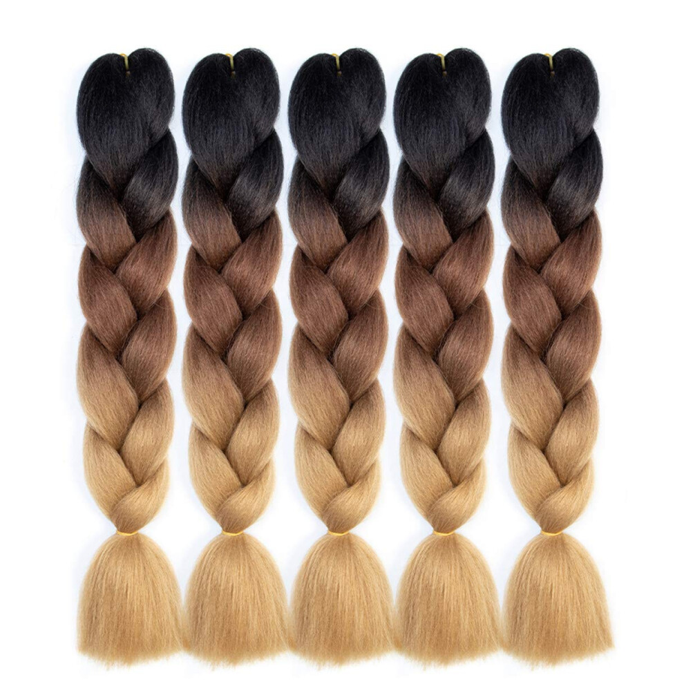 Unisex Braiding Hair Extensions Ombre 24 Inch Soft Yaki Heatfriendly TangleâResistant 5Pcs