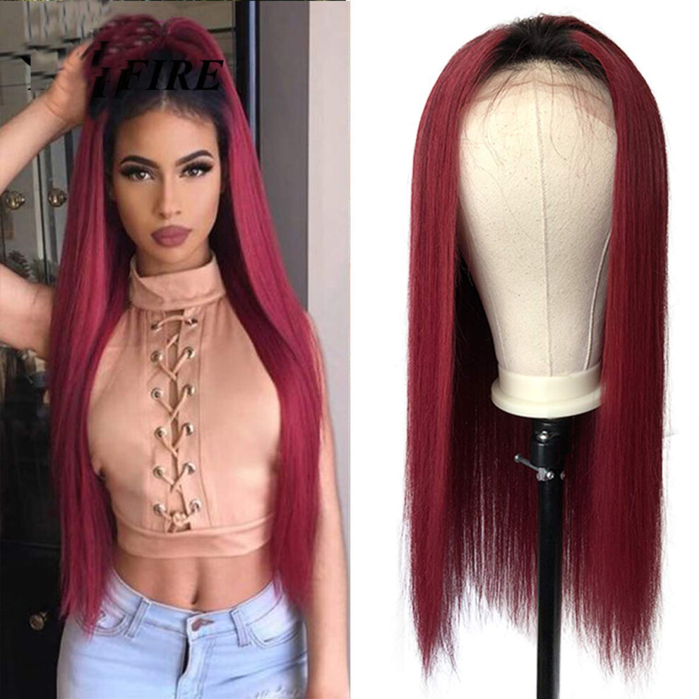 Unisex 18 Inch Straight Human Hair Wig Ombre Closure Pre Plucked Hairline Glueless 130 Density