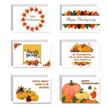 CIYISON Set of 6 Happy Thanksgiving Day Cards for w/ Envelopes Sticker Pumpkin Greeting