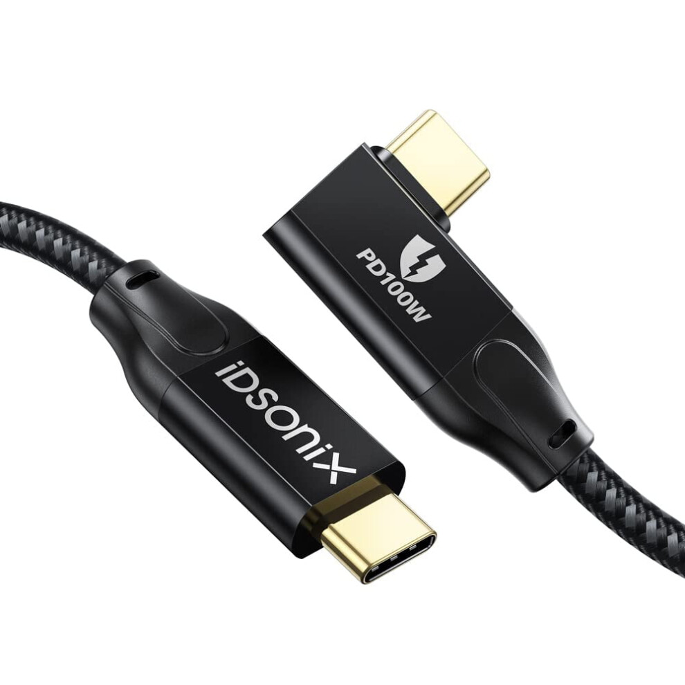Usb-C To Usb C Cable Right Angle 6.6Ft, Idsonix 3.2 Gen 2 Usb-C Cable - 4K 60Hz Video Output 20Gbps Usb C Date Trandfer 9482726613237