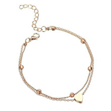 Double Foot Jewelry Anklet Anklet Chain Ankle Chain Heart Rose Gold