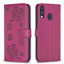 Flip Case for compatible with Samsung Galaxy A40 Pu Leather Card Slots Holder Kickstand Wallet Multi-color Clover Flower