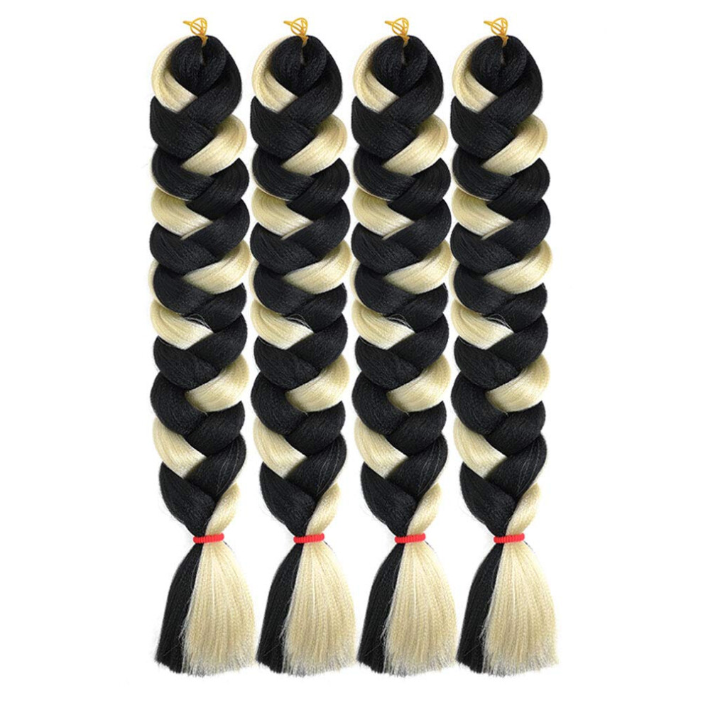 Unisex 82 Inch Ombre Jumbo Braiding Hair Extensions Yaki Straight Tangle Crochet Box Braids 4Pcs