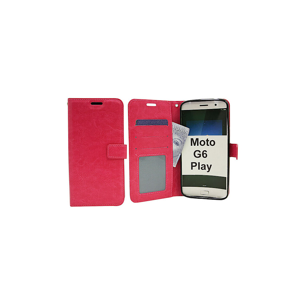 Crazy Horse Wallet Motorola Moto G6 Play Hotpink 9482828385377