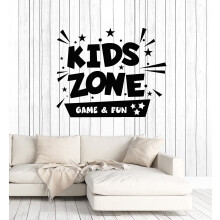 Large Wall Decal Game Fun Kids Zone Lettering Child Baby Stickers Mural (g6584) Black
