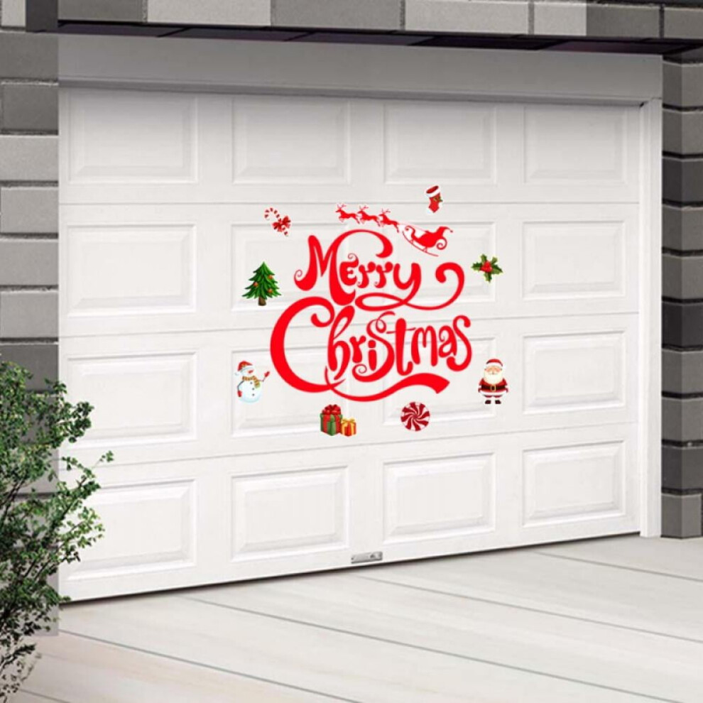 Peyan Merry Christmas Snowman Pine Snowflake Magnetic Door Sticker Holiday Decoration Garage Door Sticker 9483153190995