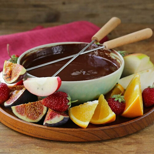 Σετ 6 πιρουνιών fondue από ανοξείδωτο ατσάλι με ανθεκτική στη θερμότητα ξύλινη λαβή 2