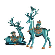 Conjunto de 2 Estátuas de Veado para Decoração de Mesa, Escultura Próspera, Ideal para Mesa de Trabalho, Estante ou Escritório