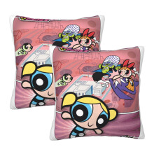 Capas de almofada super macias de pelúcia das Meninas Superpoderosas, dupla face, conjunto de 2 almofadas aconchegantes para sofá, sala de estar e