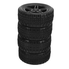 4 Stück RC 12mm Felgen & Gummireifen Set für 1/16 Schwarz