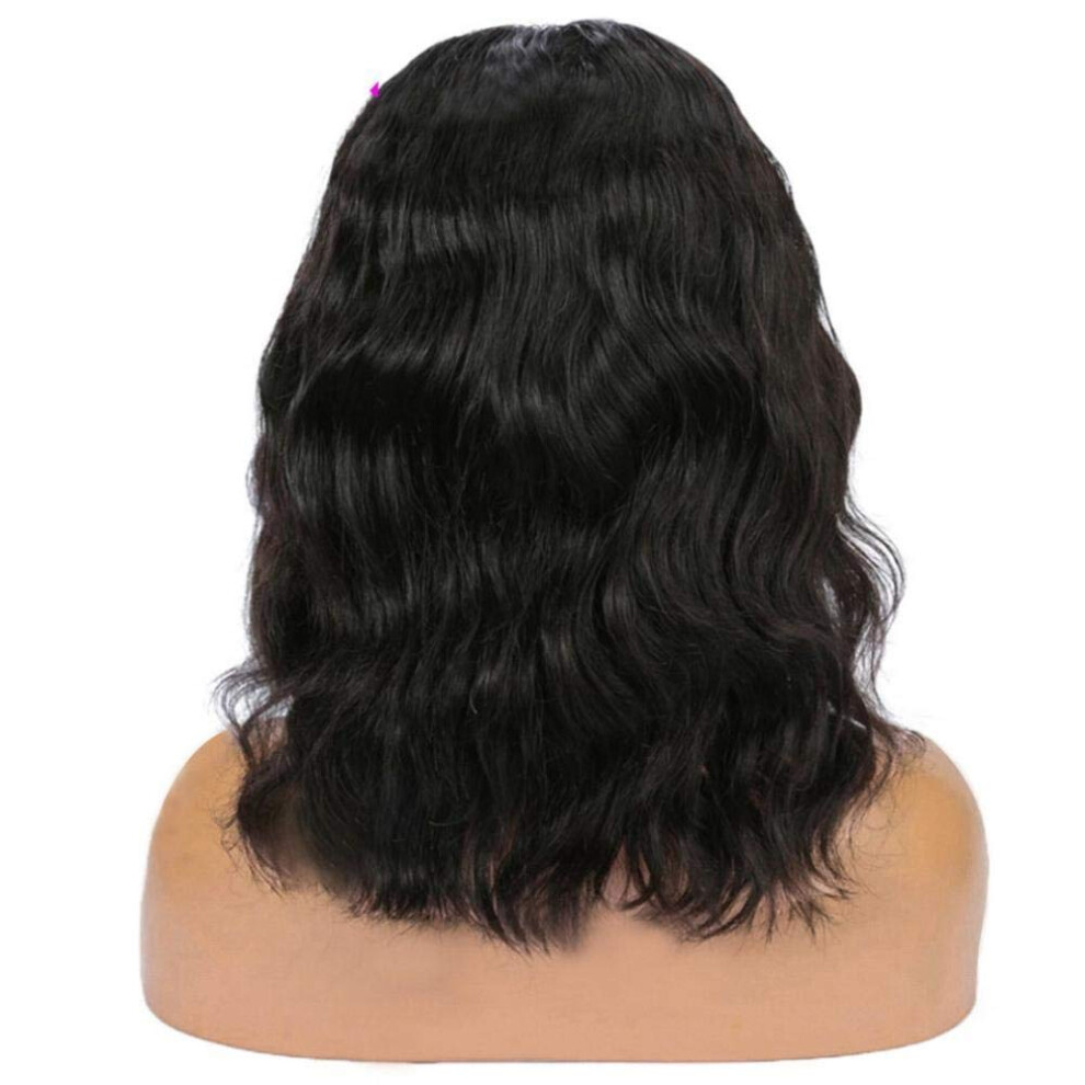 Unisex 12' Loose Wave Lace Front Human Hair Wig Brazilian Remy Full Lace Preplucked 13X4 Frontal