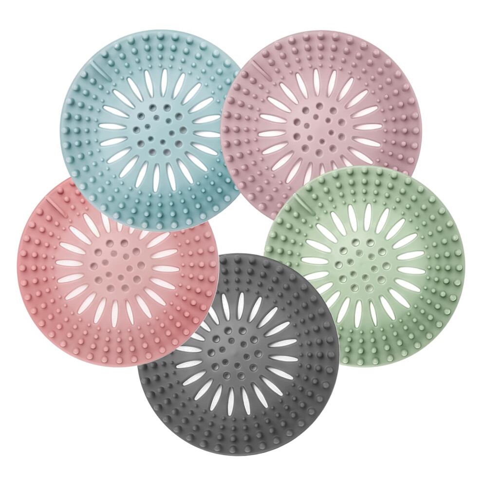 5 Pack Shower Drain Hair Catcher Silicone Sink Strainer With Suction Cups For Bathroom Kitchen 9044945134049