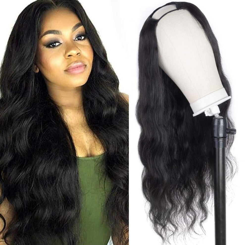 U Part Brazilian Body Wave Wig 26 Inch 150 Density Virgin Human Hair for Women