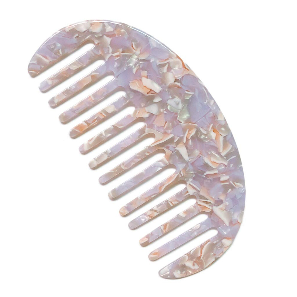 Unisex Wide Tooth Comb For Curly Hair Marble Acetate Antistatic Detangling Brush With Ergonomic Handle