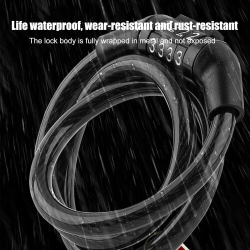Bike Combination Lock with Cable, 4Digit Resettable AntiTheft Security, Heavy Duty with Mounting Bracket 1