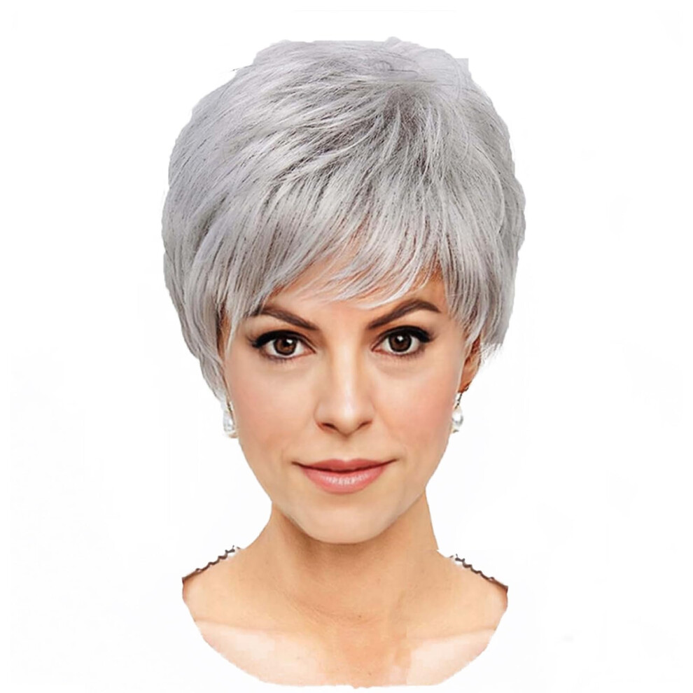 Unisex Light Short Pixie Wig With Bangs Heatresistant Synthetic Wavy Hair For Women Daily Wear
