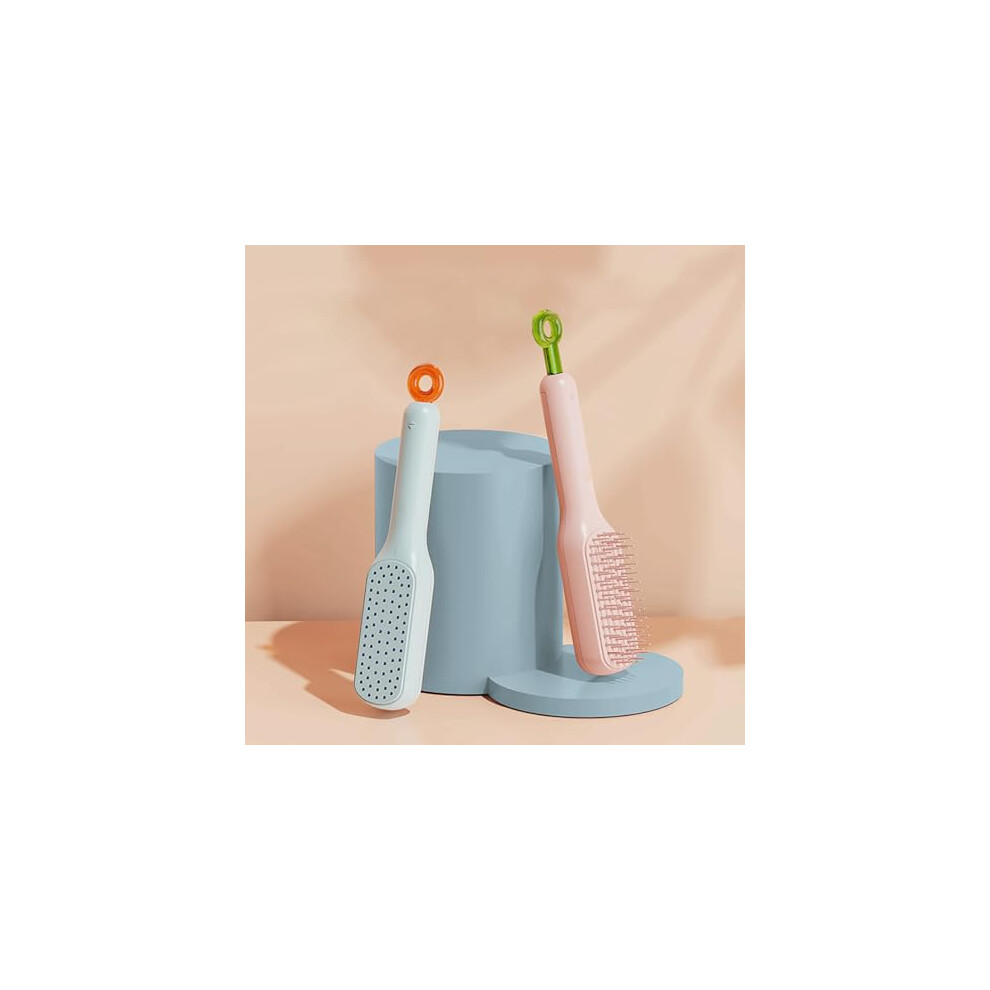 Ergonomic Retractable Detangling Comb with Rounded Pins for Gentle Scalp Massage on All Hair Types