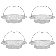 Pack of 4 Stainless Steel Kitchen Sink Strainer with Handle, Fine Mesh Drain Filter for Clogging Prevention