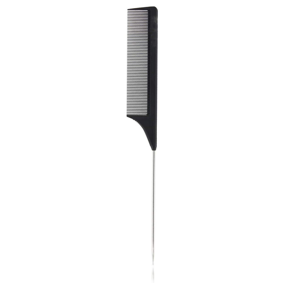 Rat Tail Comb Carbon Heat Resistant Anti Static Fine Tooth Stainless Steel Pintail for Hair Styling