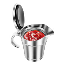 AEVXKHI 2PCS 450ml Stainless Steel Gravy Jug with Hinged Lid, Double Wall Insulated Sauce Pitcher, compatible with gravy warmer, ideal for dinner
