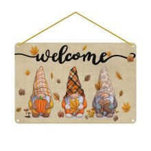Autumn Elves & Pumpkin Acrylic Welcome Sign - 12x8" Farmhouse Wall Decor for Home, Office, Garden, Porch
