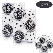 12PCS 2.4" Black Shatterproof Christmas Balls Ornaments, Compatible with Christmas Tree, Xmas Holiday Party Decorations
