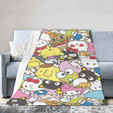 Plaid Hello Kitty, motif dessin animé, pour la chambre à coucher, en flanelle, pour lit ou canapé