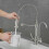 Kitchen Spring Water Filter Faucet with Double Handle, Black Pull Down Mixer Tap 2