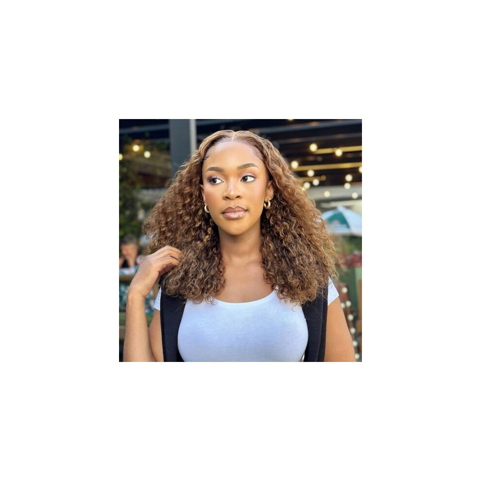 Brazilian Human Hair Curly Bob Wig 13x4 Lace Front Honey Blonde Deep Wave Natural Full Volume