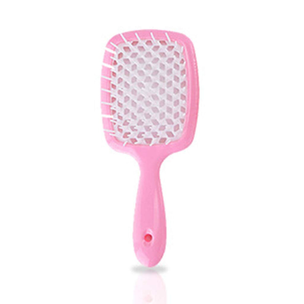 Pink Vented Hair Brush For Fast Drying, Antistatic Detangling Paddle Brush With Ergonomic Grip,