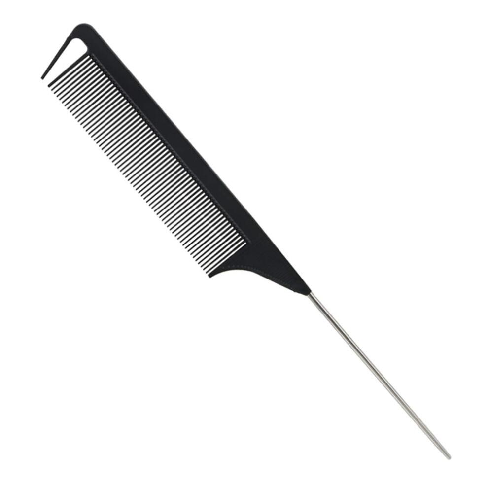 Heat Resistant Carbon Fiber Rat Tail Comb with Metal Tail for Professional Hair Teasing and Styling
