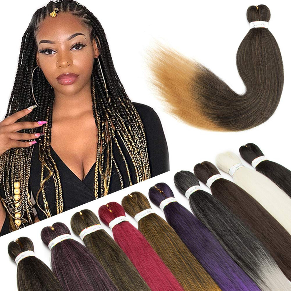 Unisex 26 Inch Ombre Box Braiding Hair, Prestretched Jumbo Synthetic, Itch, 6 Packs #T1b/27