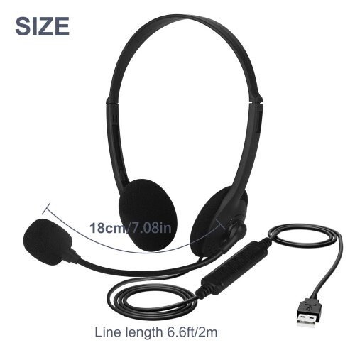 Cuffie USB con microfono per laptop e PC, cuffie cablate on-ear per ufficio, call center e webinar, leggere. 1