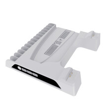 Base di raffreddamento per console PS5 Pro/Slim, supporto verticale di raffreddamento, stazione di ricarica per controller con supporto per cuffie e