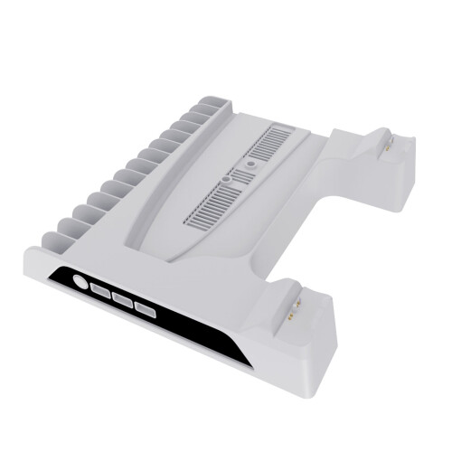 Base di raffreddamento per console PS5 Pro/Slim, supporto verticale di raffreddamento, stazione di ricarica per controller con supporto per cuffie e