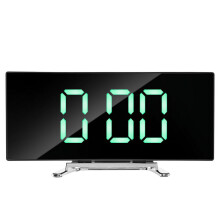 7-Zoll-LED-Wecker mit gebogenem, dimmbarem Display für Kinder, große grüne Ziffern, Schlummerfunktion, 12/24-Stunden-Anzeige, USB-Anschluss,