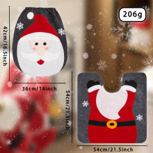 Kerst toiletbrilhoes en -mat set, 2-delig, feestelijk ontwerp met kerstman, rendieren en sneeuwpop, stof, niet-elektrisch, geschikt voor standaard
