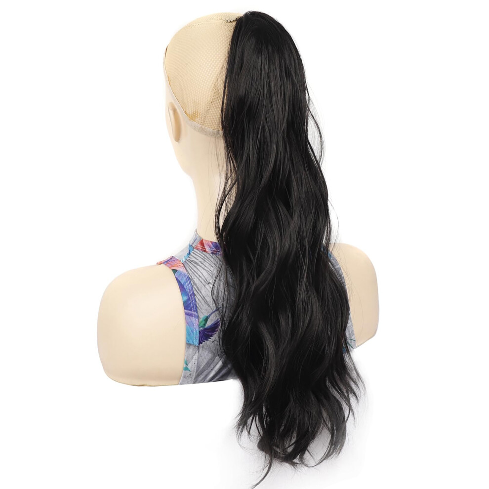 Unisex Ponytail Hair Extension 55Cm Synthetic Wavy Clip In Hairpiece With Secure Claw Clip For Women