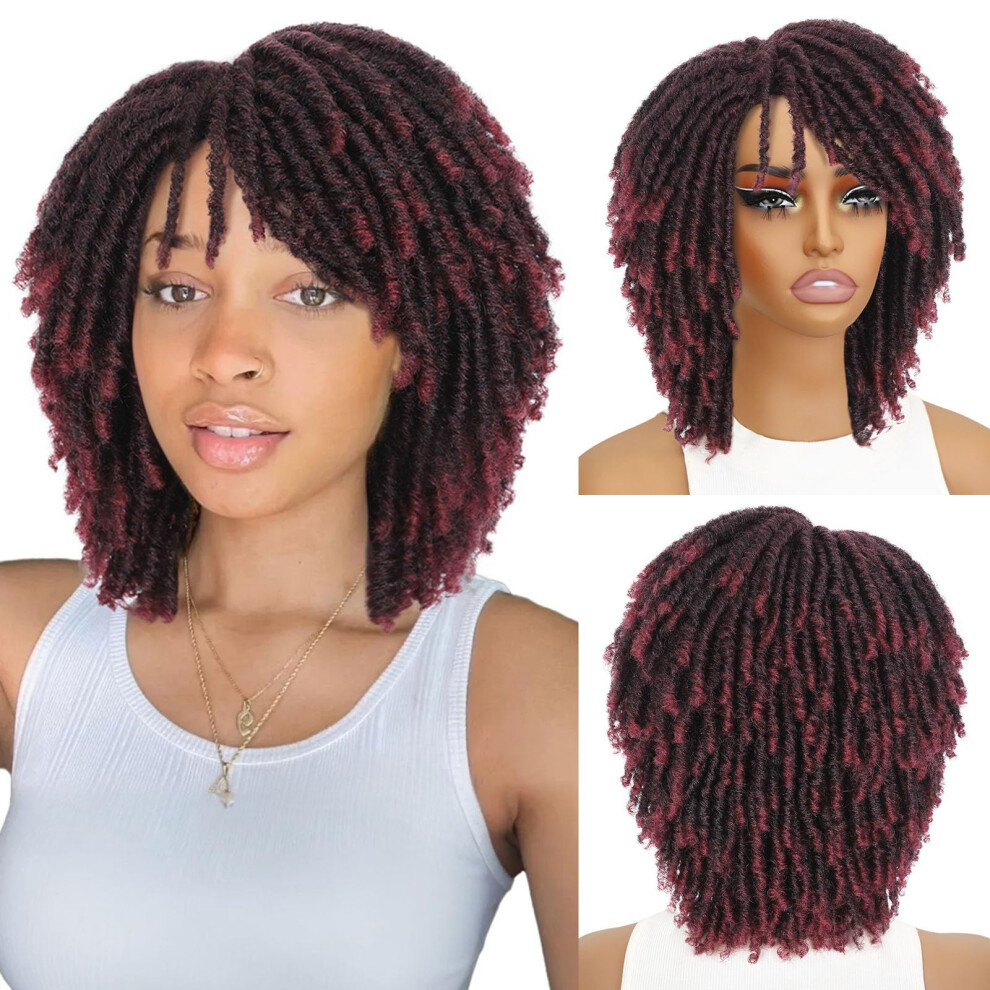 Unisex Black,Red Burgundy Dreadlock Wig Afro Curly Twist Style Heat Resistant Synthetic Fibers For Black Women