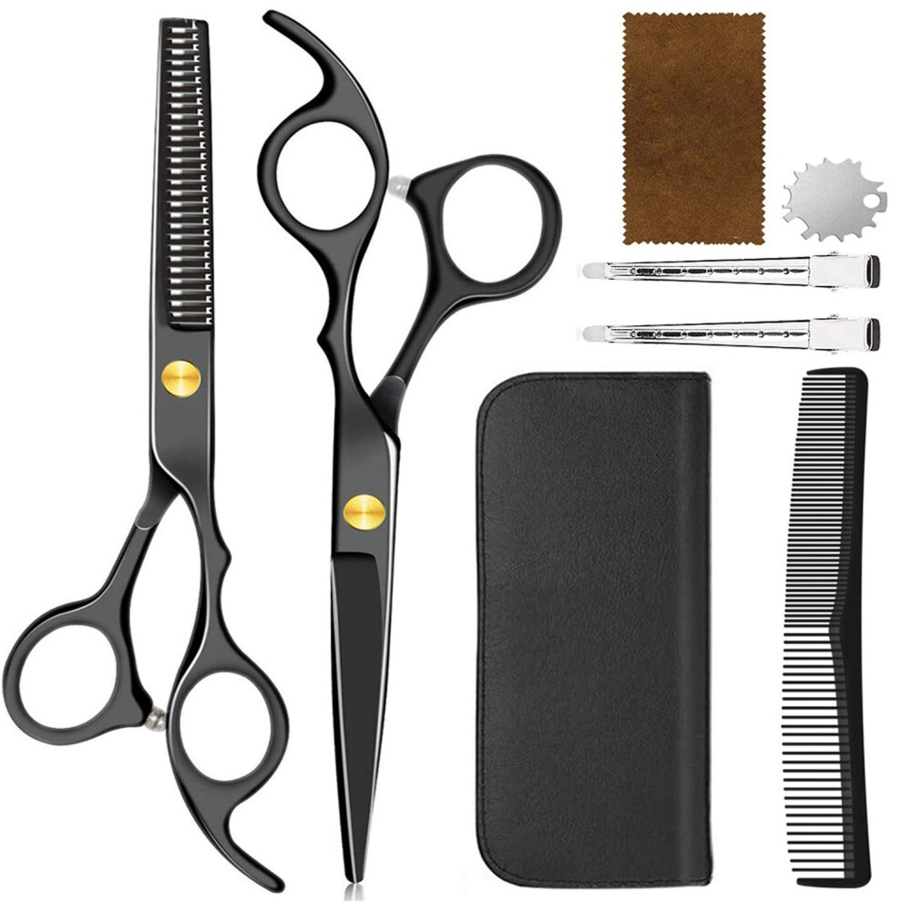 Professional Hair Cutting Scissors Set with Thinning Shears, Sharp Razor Edge, 6.5in Stainless Steel for Barber and Salon