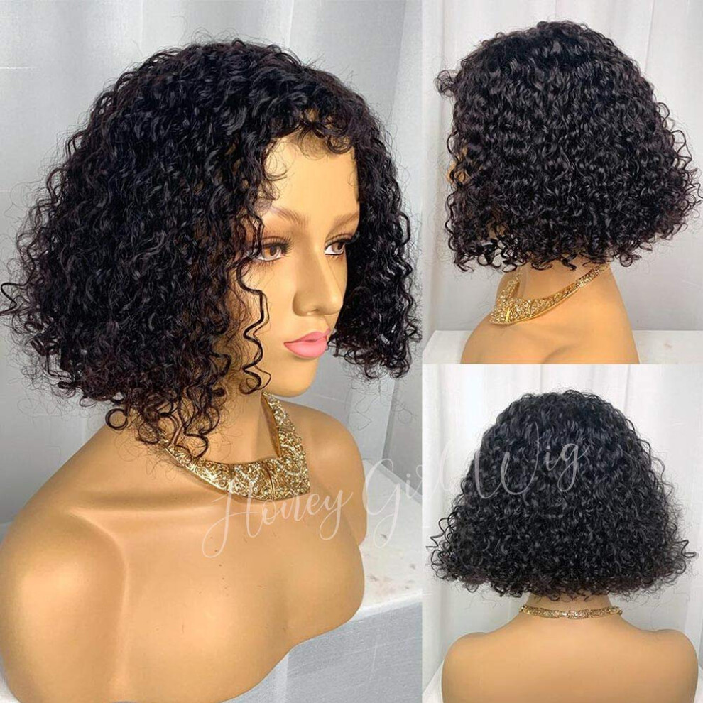 Unisex Lace Front Wigs Human Hair Brazilian Kinky Curly Wig Pre Bleached Knots Glueless Fake Scalp 150 Density