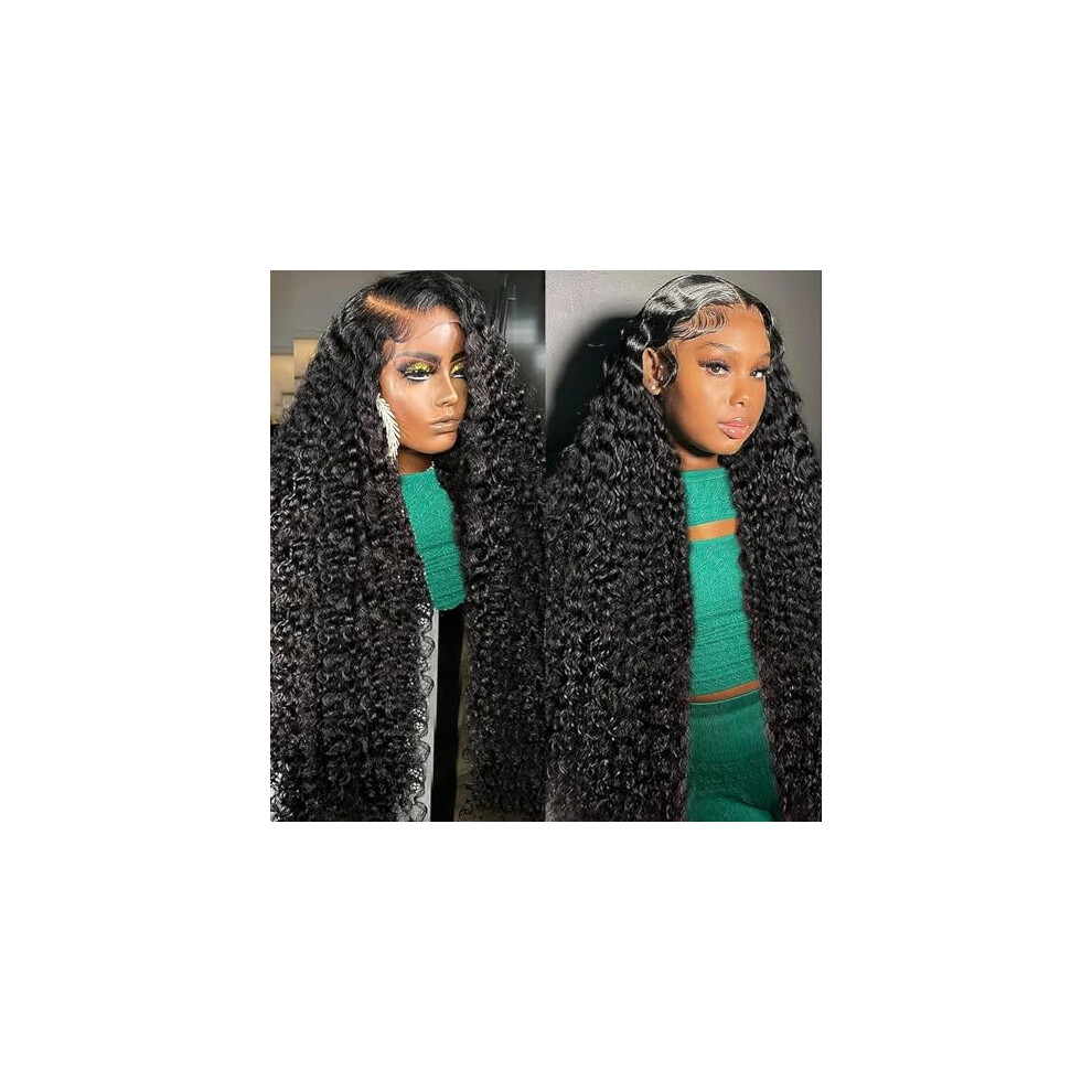 13x4 Brazilian Deep Wave Human Hair Lace Front Wig for Women Natural Hairline 180 Density